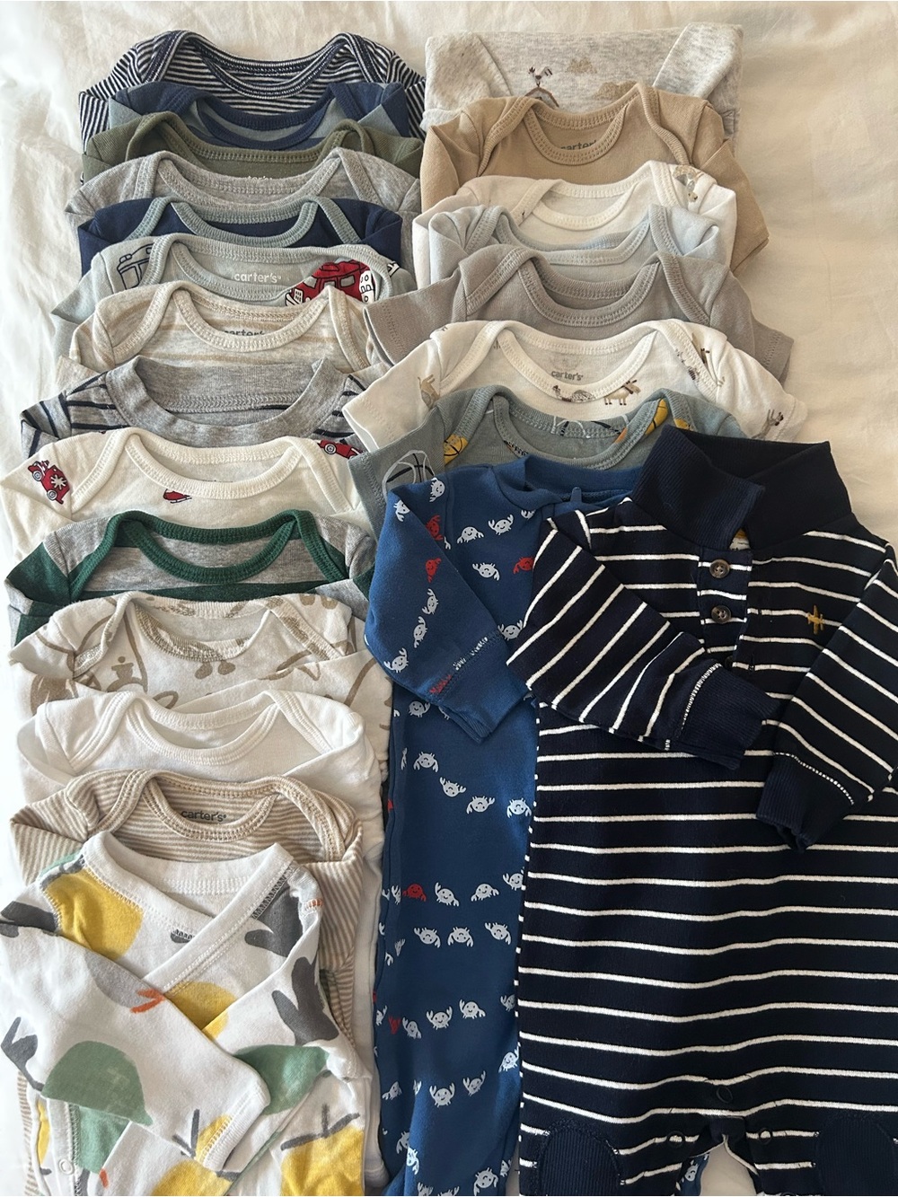HUGE Bundle of 24 Carter’s Baby Boy Clothes 3 Months Footies and Onesies